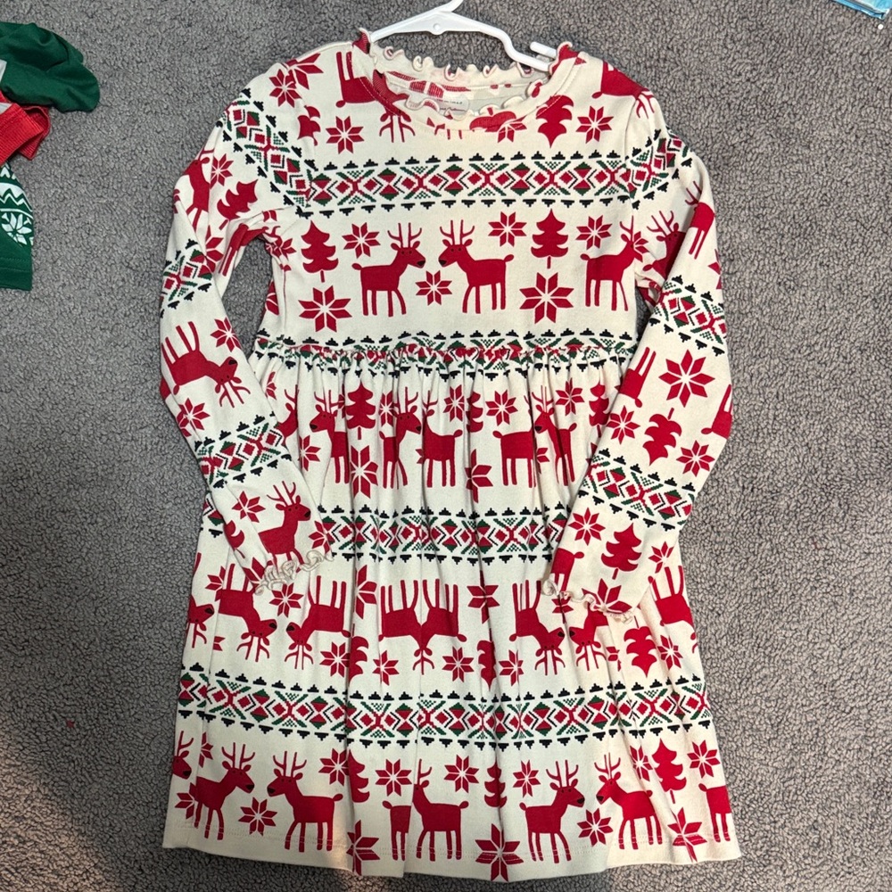 Hanna Andersson Girls Festive Red and White Kids Dress